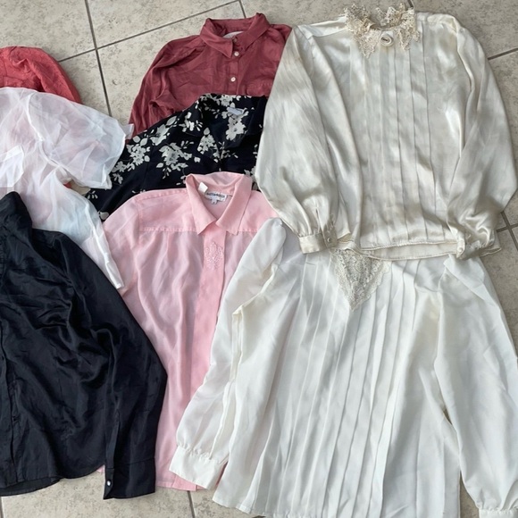 Large 10•lot bundle Vintage ladies dressy Y2K Secretary Assorted blouse Tops - Picture 3 of 9
